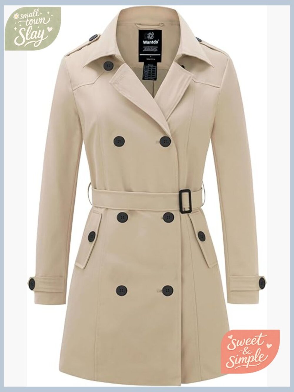 Waterproof Trench Coat Classic Lapel Outerwear with Belt Long Length - Picture 1 of 7